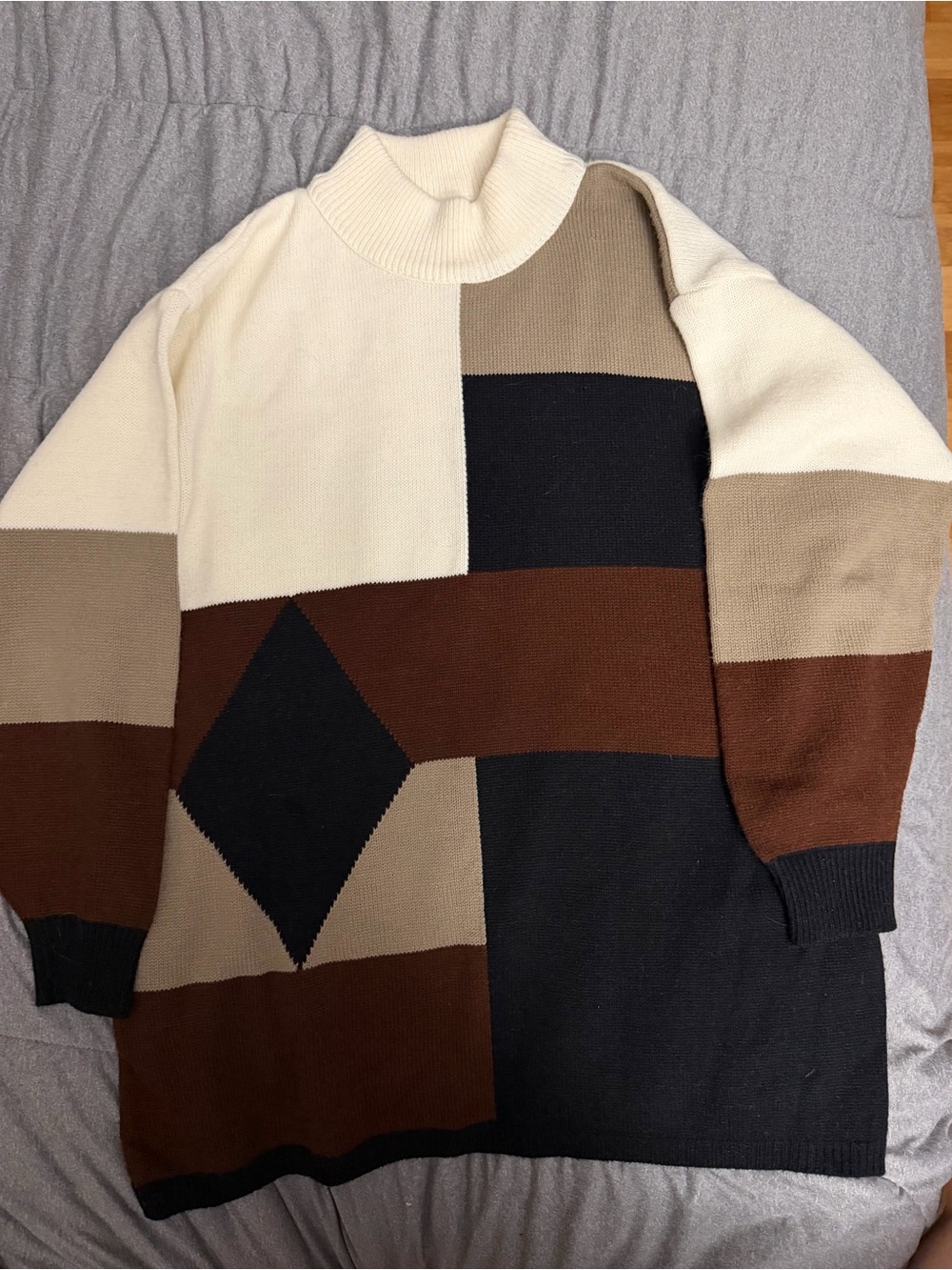 Vintage Southern Lady Colorblock Sweater Large 80s 90s Knit Made In USA Abstract